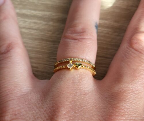Verstelbare ring met hartje en zirkonias